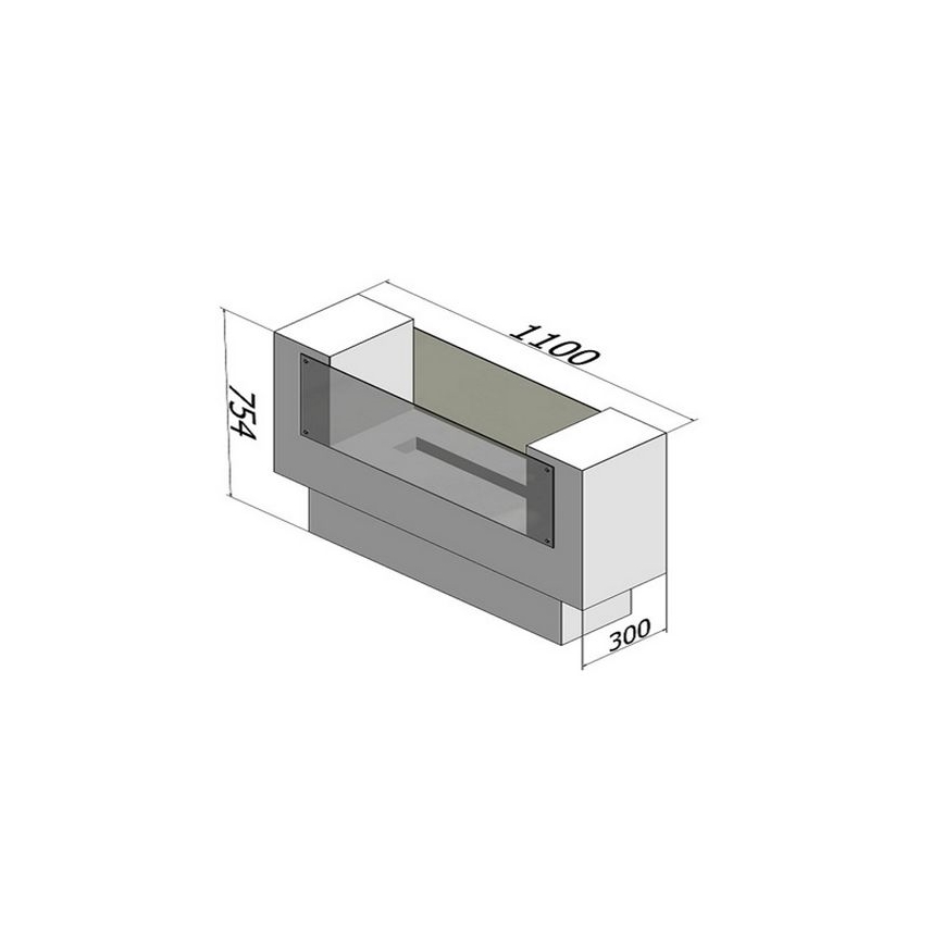 InFire - Τζάκι Βιοαιθανόλης BIO 110x75 cm 3kW bifacial