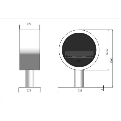 InFire - Τζάκι Βιοαιθανόλης BIO δ. 72,5 cm 3kW λευκό