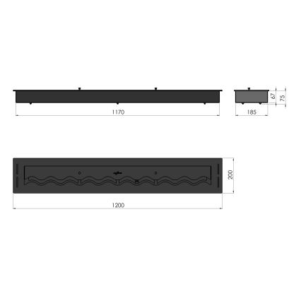 InFire - Χωνευτό Τζάκι BIO 7,5x120 cm 7kW μαύρο