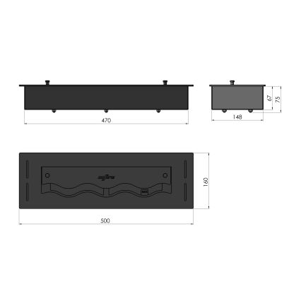 InFire - Χωνευτό Τζάκι BIO 7,5x50 cm 3,5kW μαύρο