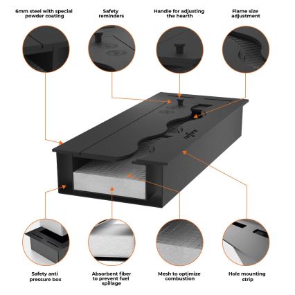 InFire - Χωνευτό Τζάκι BIO 7,5x60 cm 3,5kW μαύρο
