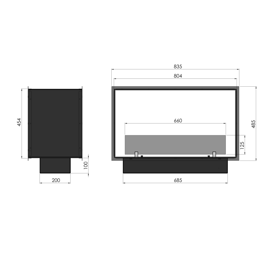 InFire - Χωνευτό Τζάκι BIO 48,5x83,5 cm 3,5kW μαύρο