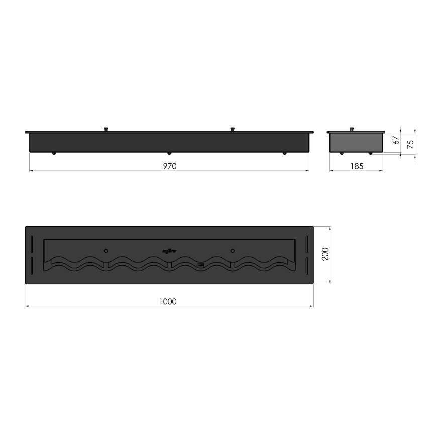 InFire - Χωνευτό Τζάκι BIO 7,5x100 cm 6kW μαύρο