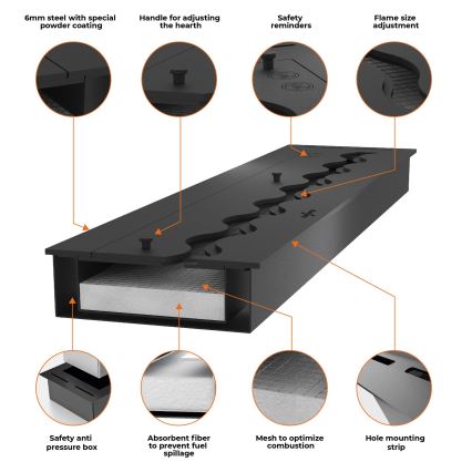 InFire - Χωνευτό Τζάκι BIO 7,5x120 cm 7kW μαύρο