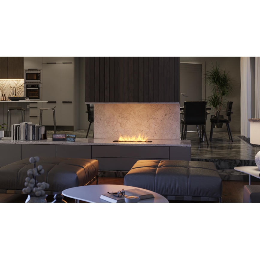 InFire - Χωνευτό Τζάκι BIO 7,5x60 cm 3,5kW μαύρο