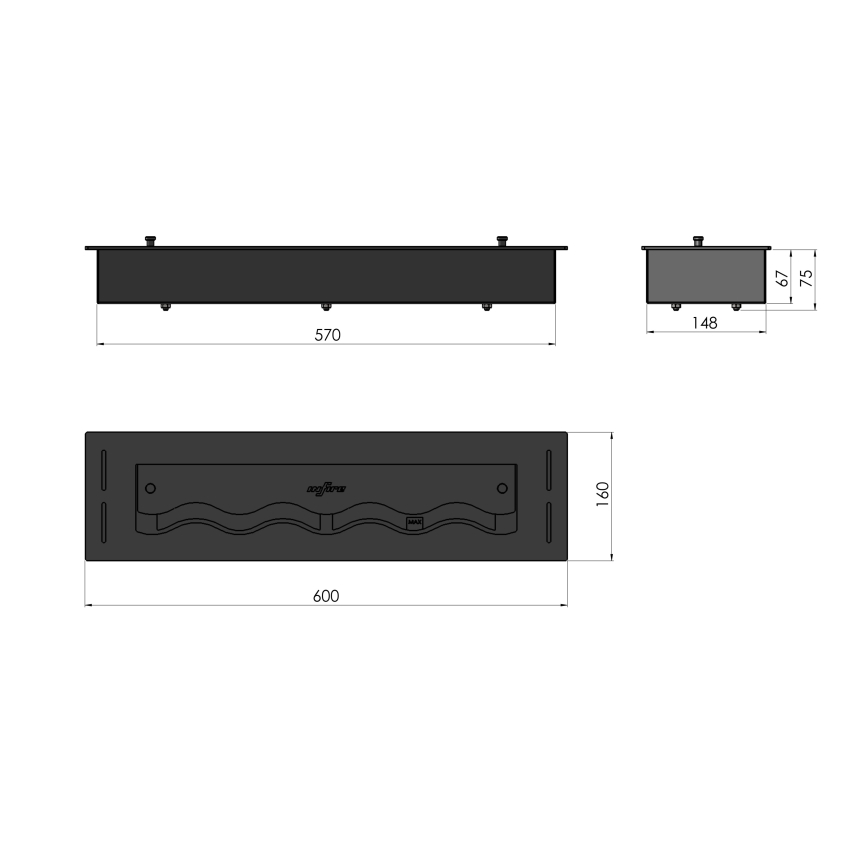 InFire - Χωνευτό Τζάκι BIO 7,5x60 cm 3,5kW μαύρο