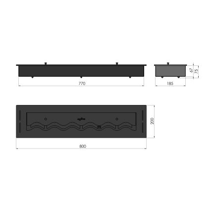 InFire - Χωνευτό Τζάκι BIO 7,5x80 cm 6kW μαύρο