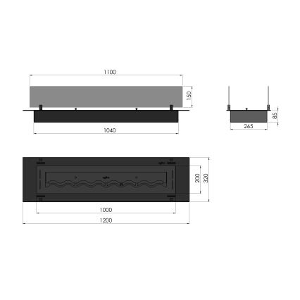 InFire - Χωνευτό Τζάκι BIO 8,5x120 cm 6kW μαύρο