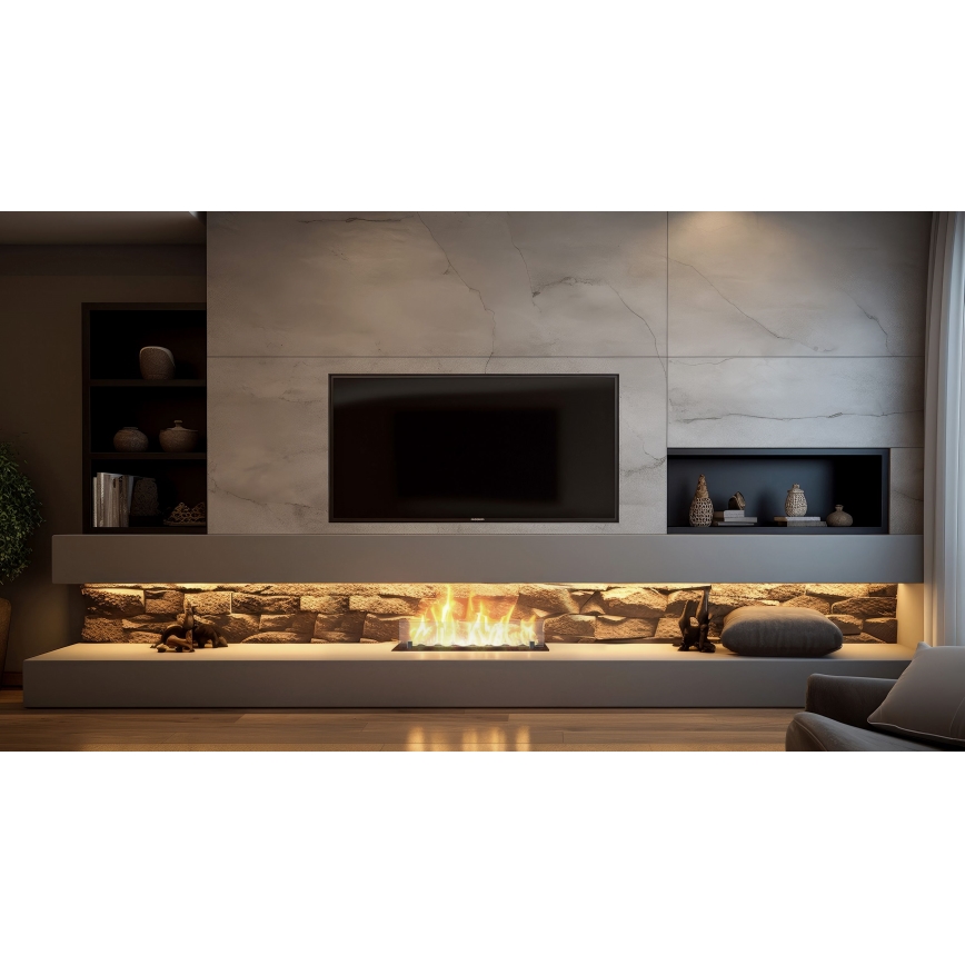 InFire - Χωνευτό Τζάκι BIO 8,5x60 cm 3,5kW μαύρο