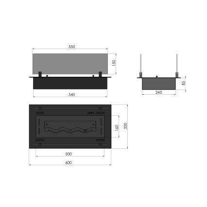 InFire - Χωνευτό Τζάκι BIO 8,5x60 cm 3,5kW μαύρο