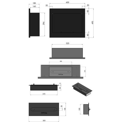 InFire - Χωνευτό τζάκι Βιοαιθανόλης 49x60 cm 3kW μαύρο