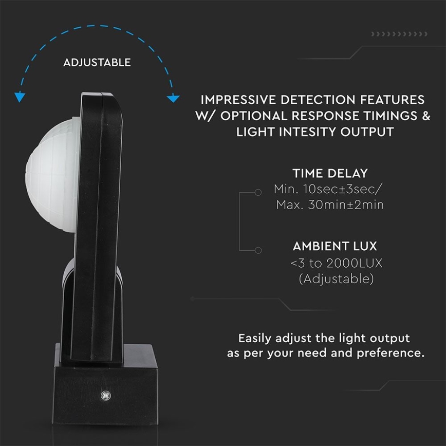 Infrared Εξωτερικού χώρου αισθητήρας κίνησης 360° 1000W/230V IP65 μαύρο
