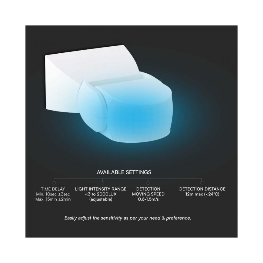 Infrared Εξωτερικού χώρου motion αισθητήρας 180° 230V IP65 λευκό