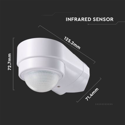 Infrared Εξωτερικού χώρου αισθητήρας κίνησης 240° 600W/230V IP65 λευκό