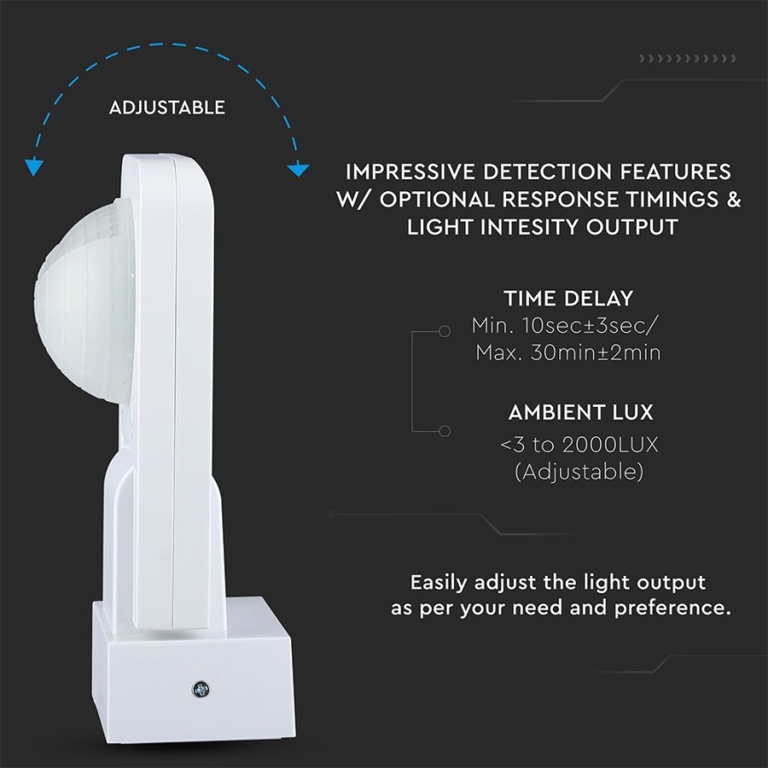 Infrared Εξωτερικού χώρου αισθητήρας κίνησης 360° 1000W/230V IP65 λευκό