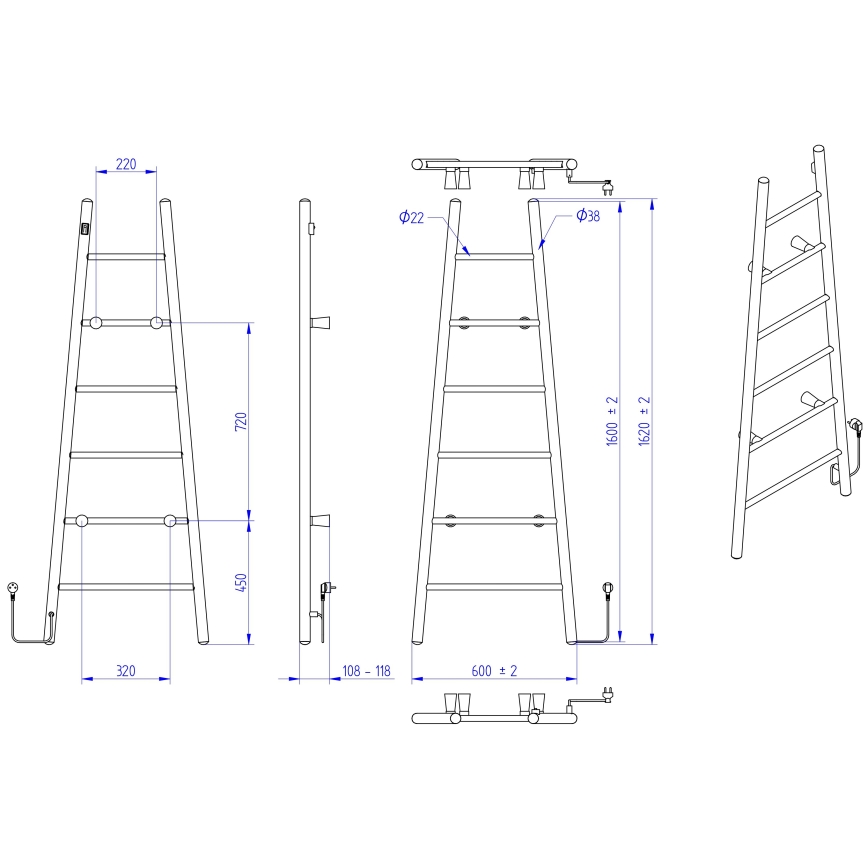 Instal Projekt - Ηλεκτρική απλώστρα ρούχων ESCE 170W 160x60 cm λευκή