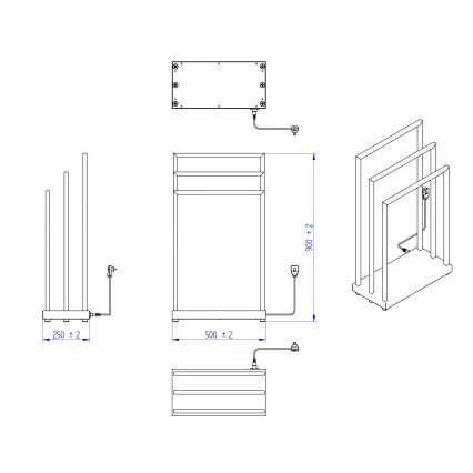Instal Projekt - Ηλεκτρική πετσετοκρεμάστρα MOBE 105W 90x50 cm μαύρη