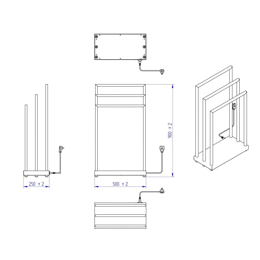 Instal Projekt - Ηλεκτρική πετσετοκρεμάστρα MOBE 105W 90x50 cm μαύρη