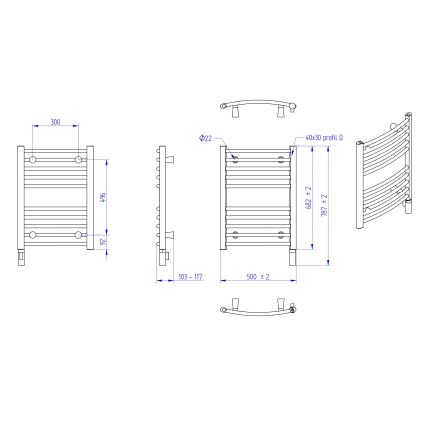 Instal Projekt - Ηλεκτρική πετσετοκρεμάστρα μπάνιου AMBRE 300W 68x50 cm, λευκή