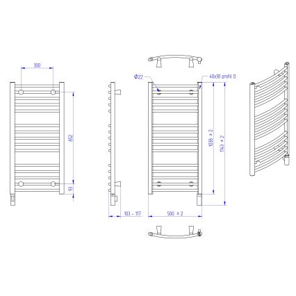 Instal Projekt - Ηλεκτρική πετσετοκρεμάστρα μπάνιου AMBRE 400W 103x50 cm λευκή