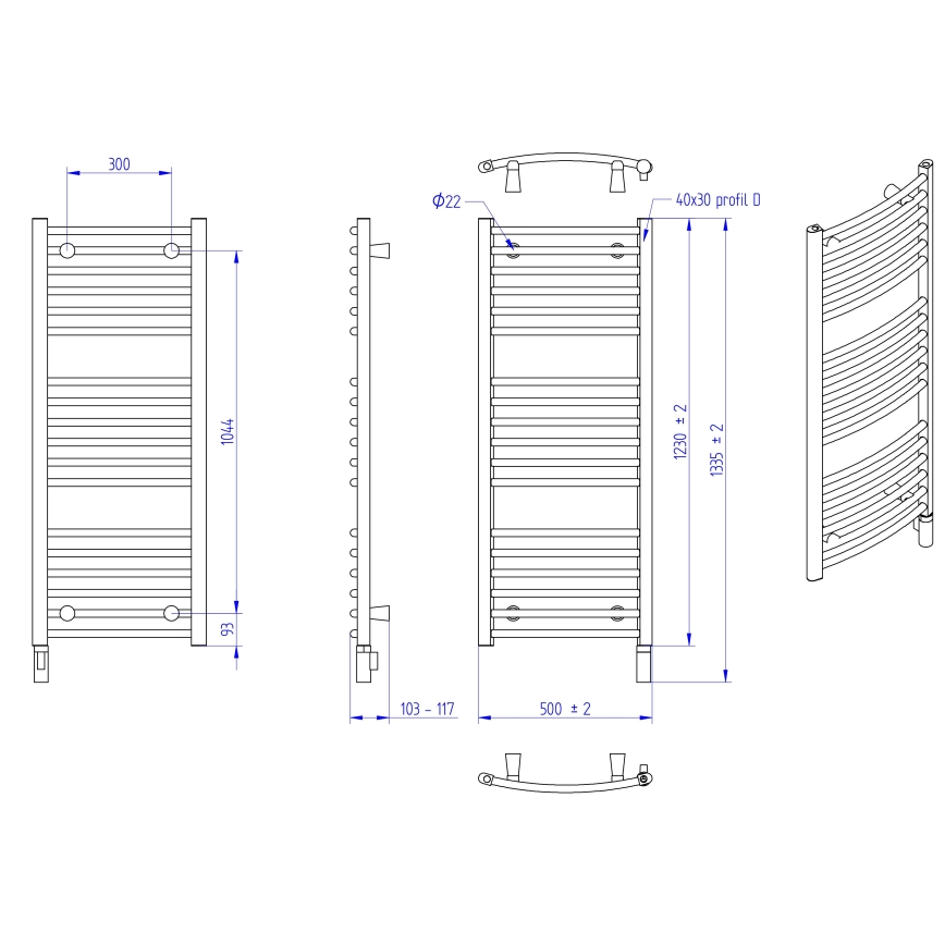 Instal Projekt - Ηλεκτρική πετσετοκρεμάστρα μπάνιου AMBRE 400W 123x50 cm λευκή