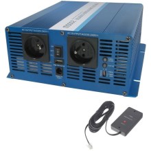 Inverter - Μετατροπέας τάσης 2000W/12V/230V + ενσύρματο τηλεχειριστήριο