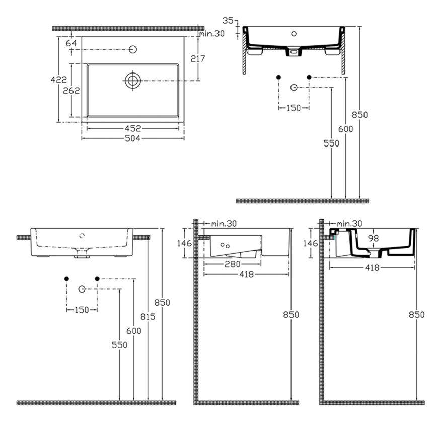 Isvea - Ημιεπιτραπέζιος νιπτήρας PURITY 50x42 cm κεραμικός/λευκός