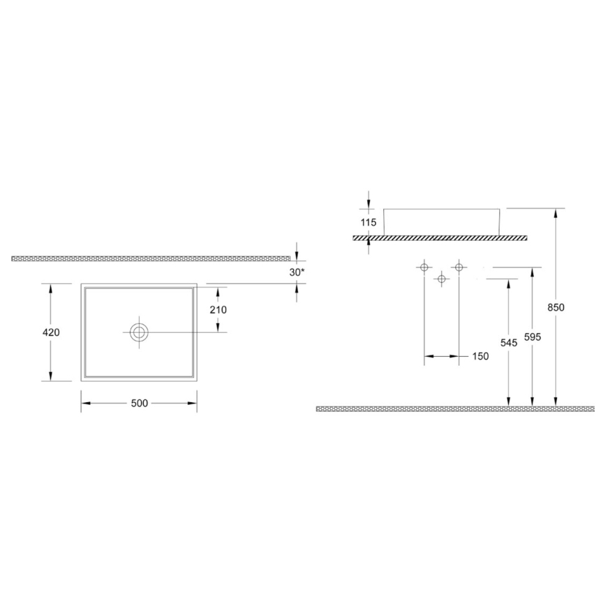 Isvea - Νιπτήρας για πάγκο PURITY 50x42 εκ. κεραμικός/λευκός