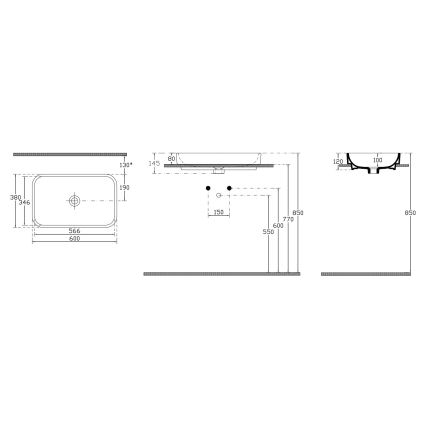 Isvea - Νιπτήρας για επιτραπέζια τοποθέτηση AQUA 60x38 cm κεραμικός/λευκός