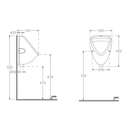 Isvea - Ουρητήρας με επάνω παροχή, κεραμικός/λευκός