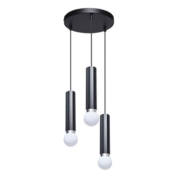 ITALUX - Κρεμαστό φωτιστικό MACERA με καλώδιο 3xE27/40W/230V μαύρο