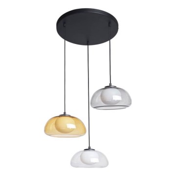 ITALUX - Κρεμαστό φωτιστικό σε καλώδιο AINALE 3xG9/7W/230V μαύρο/διάφανο/μπεζ/γκρι