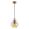 ITALUX - Κρεμαστό φωτιστικό με καλώδιο FANDA 1xE27/40W/230V χρυσό/καπνιστό μπεζ