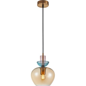 ITALUX - Κρεμαστό φωτιστικό με καλώδιο FANDA 1xE27/40W/230V χρυσό/καπνιστό μπεζ