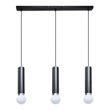 ITALUX - Κρεμαστό φωτιστικό με καλώδιο MACERA 3xE27/40W/230V μαύρο