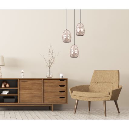 ITALUX -Κρεμαστό φωτιστικό οροφής τρίφωτο HARLEY 3xE27/40W/230V Ροζ χρυσό