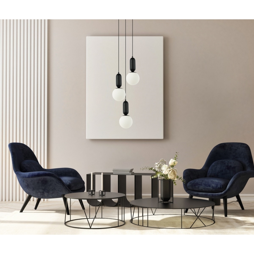 ITALUX - Πολύφωτο με συρματόσχοινο ALDEVA 3xE27/40W/230V μαύρο