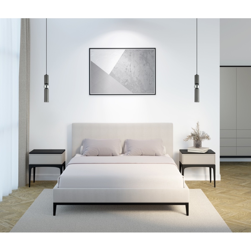 ITALUX - Κρεμαστό φωτιστικό οροφής ISIDORA 1xGU10/25W/230V ανθρακί/γυαλιστερό χρώμιο