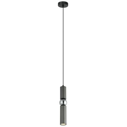 ITALUX - Κρεμαστό φωτιστικό οροφής ISIDORA 1xGU10/25W/230V ανθρακί/γυαλιστερό χρώμιο