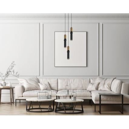 ITALUX - Κρεμαστό φωτιστικό οροφής τρίφωτο ISIDORA 3xGU10/25W/230V μαύρο/μπρονζέ