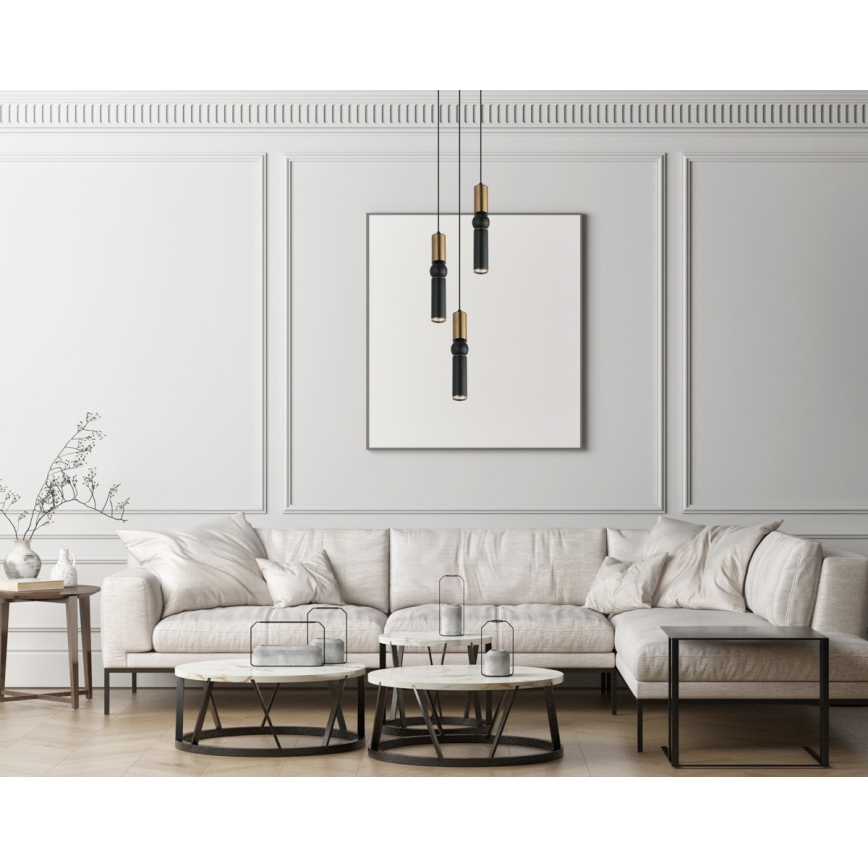 ITALUX - Κρεμαστό φωτιστικό οροφής τρίφωτο ISIDORA 3xGU10/25W/230V μαύρο/μπρονζέ