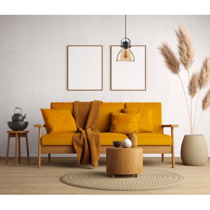 ITALUX - Κρεμαστό φωτιστικό οροφής DARLENA 1xE27/40W/230V μαύρο/καφέ