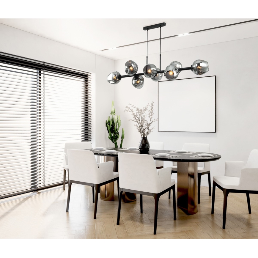 ITALUX - Κρεμαστό φωτιστικό οροφής ράγα BORGO 8xE27/40W/230V μαύρο