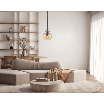 ITALUX - Κρεμαστό φωτιστικό με καλώδιο FANDA 1xE27/40W/230V χρυσό/καπνιστό μπεζ