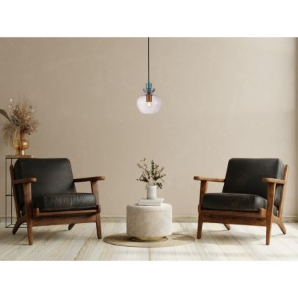 ITALUX - Κρεμαστό φωτιστικό με καλώδιο FANDA 1xE27/40W/230V χρυσό/καπνιστό γκρι