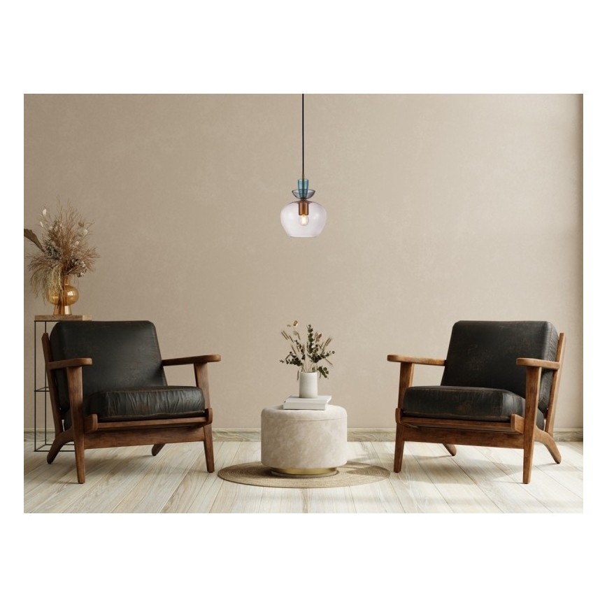 ITALUX - Κρεμαστό φωτιστικό με καλώδιο FANDA 1xE27/40W/230V χρυσό/καπνιστό γκρι