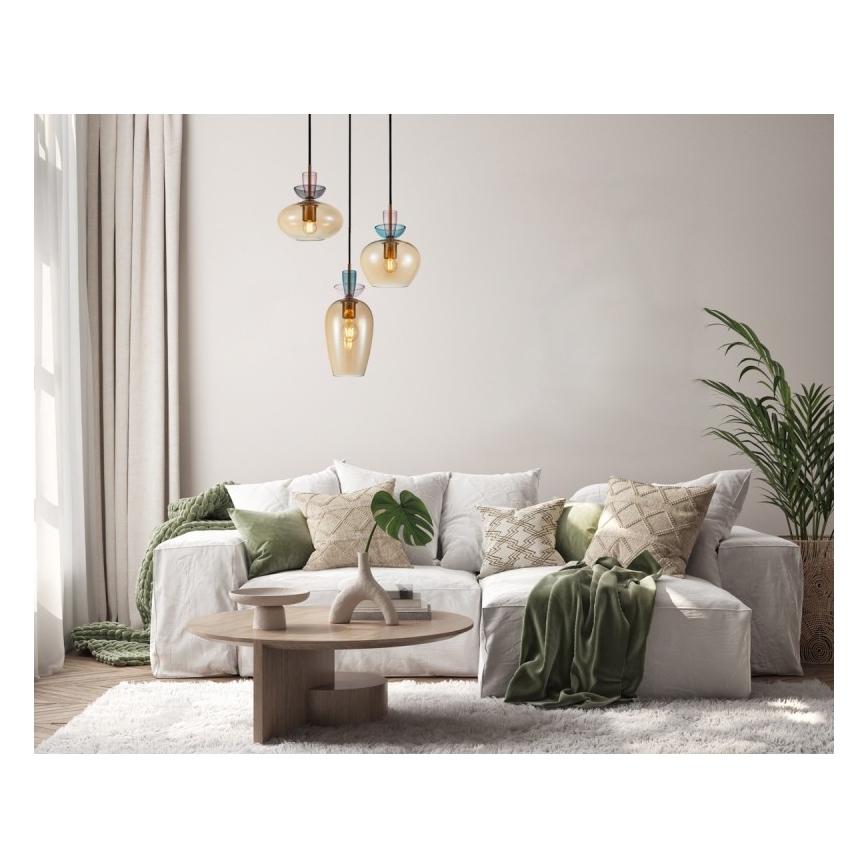 ITALUX - Κρεμαστό φωτιστικό σε καλώδιο FANDA 3xE27/40W/230V χρυσό/καπνιστό μπεζ