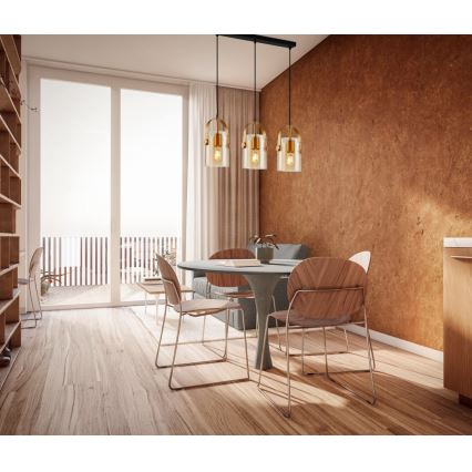 ITALUX - Πολύφωτο με συρματόσχοινο NANESMA 3xE27/40W/230V χαλκός