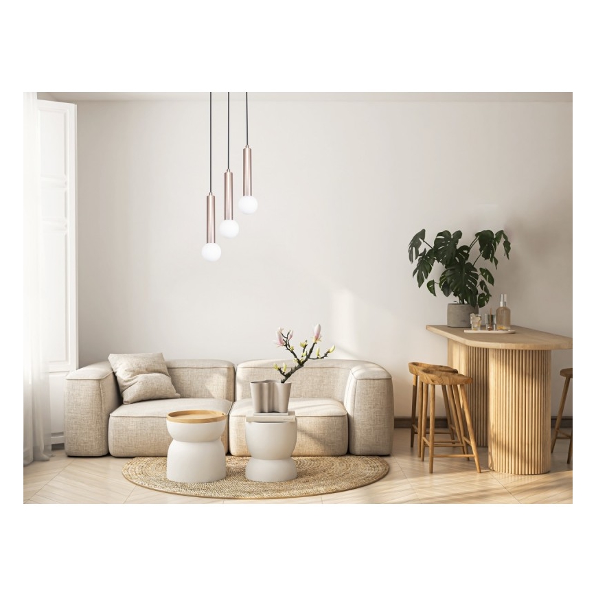 ITALUX - Κρεμαστό φωτιστικό σε καλώδιο FILANO 3xG9/5W/230V ροζ χρυσό
