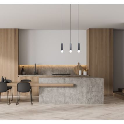 ITALUX - Κρεμαστό φωτιστικό με καλώδιο MACERA 3xE27/40W/230V μαύρο